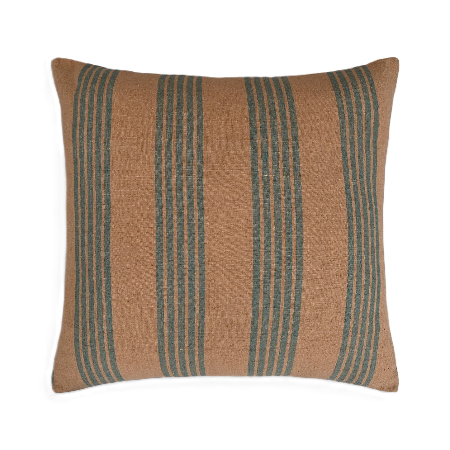 Earthy Finesse Brown cotton throw pillow cover with bold Red stripes