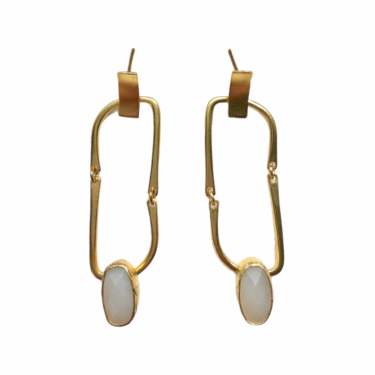 Nayla Snow Quartz and Gold Link Earrings