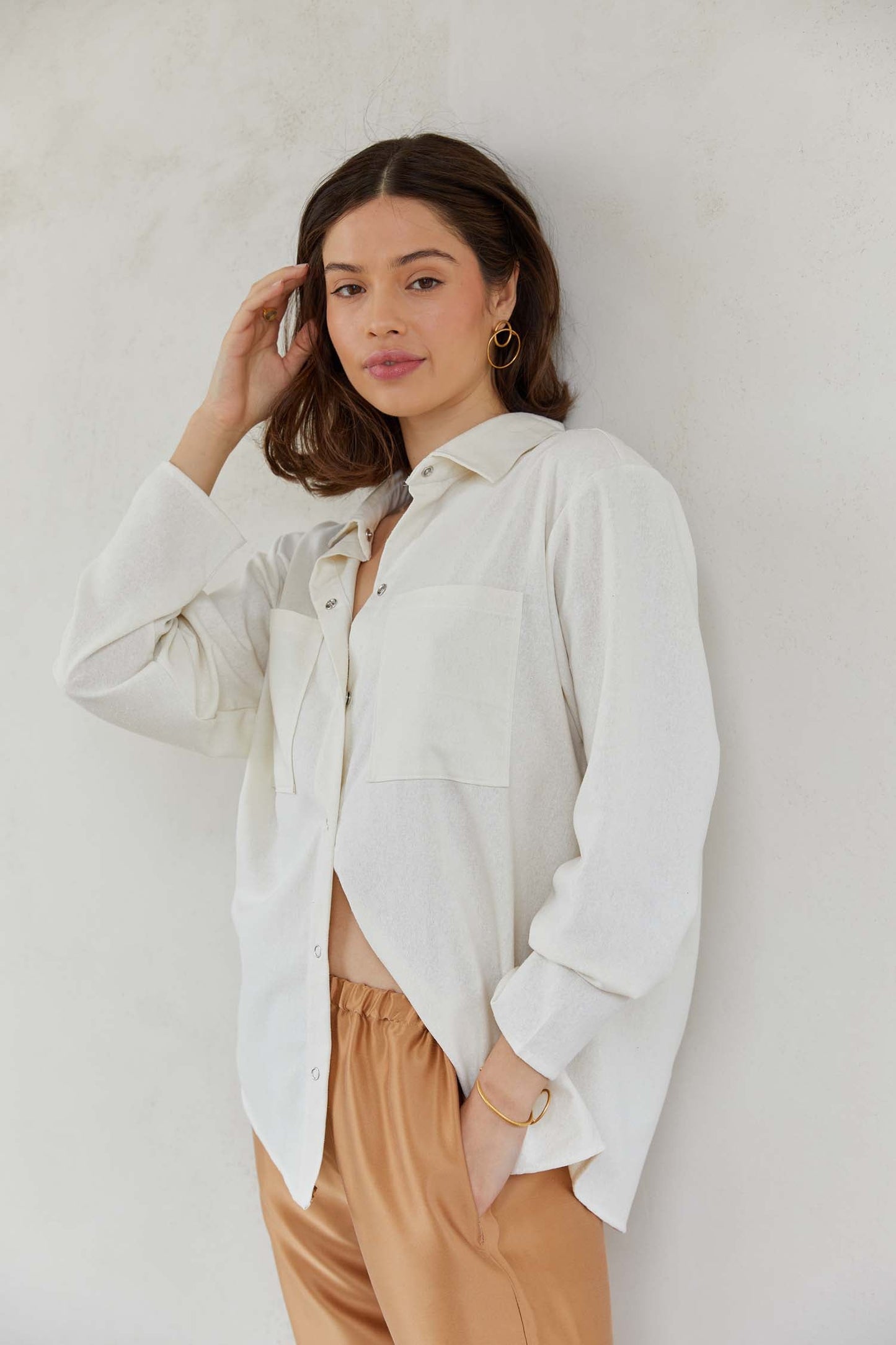 Relaxed Fit Raw Silk Shirt