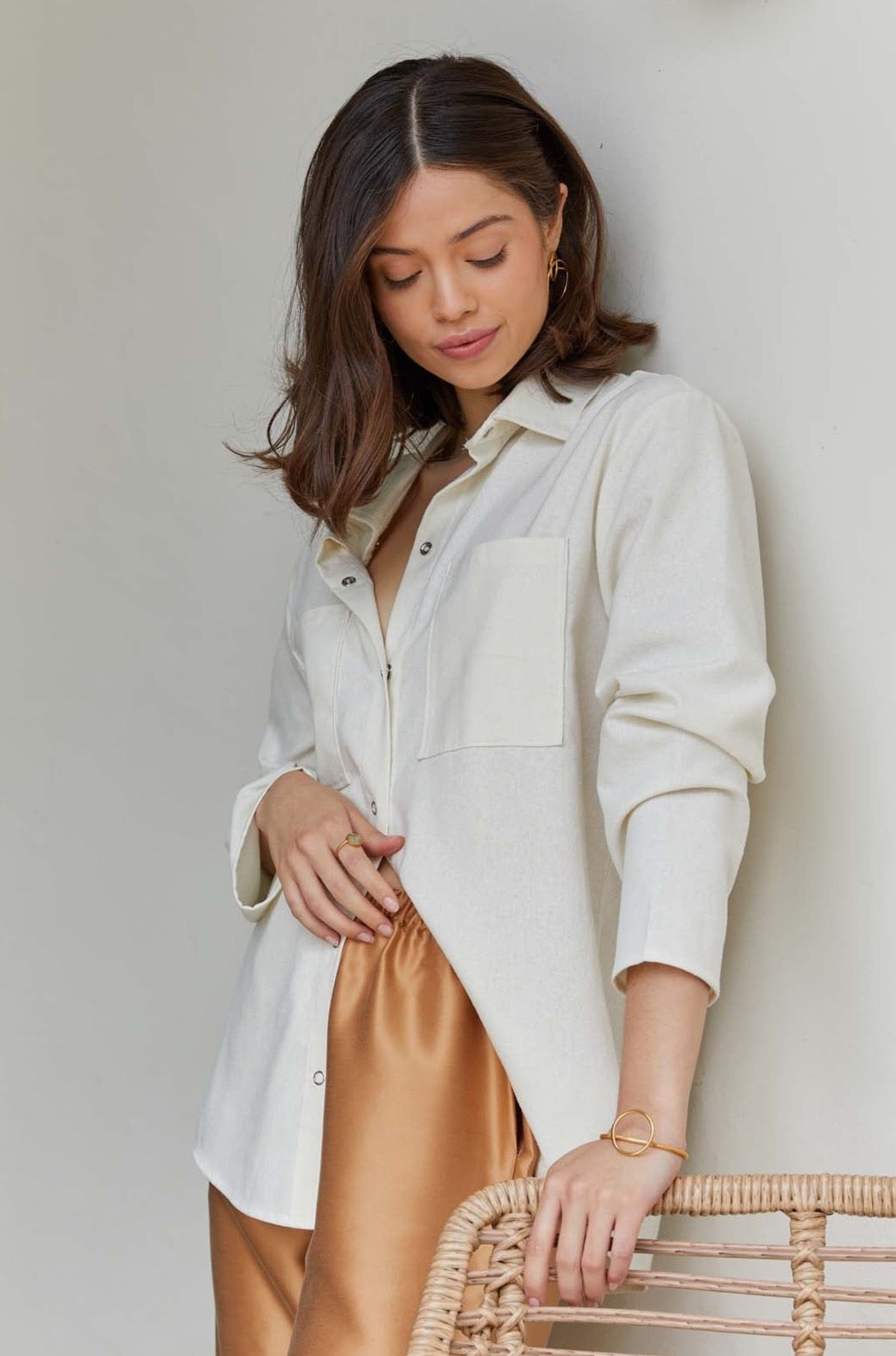 Relaxed Fit Raw Silk Shirt