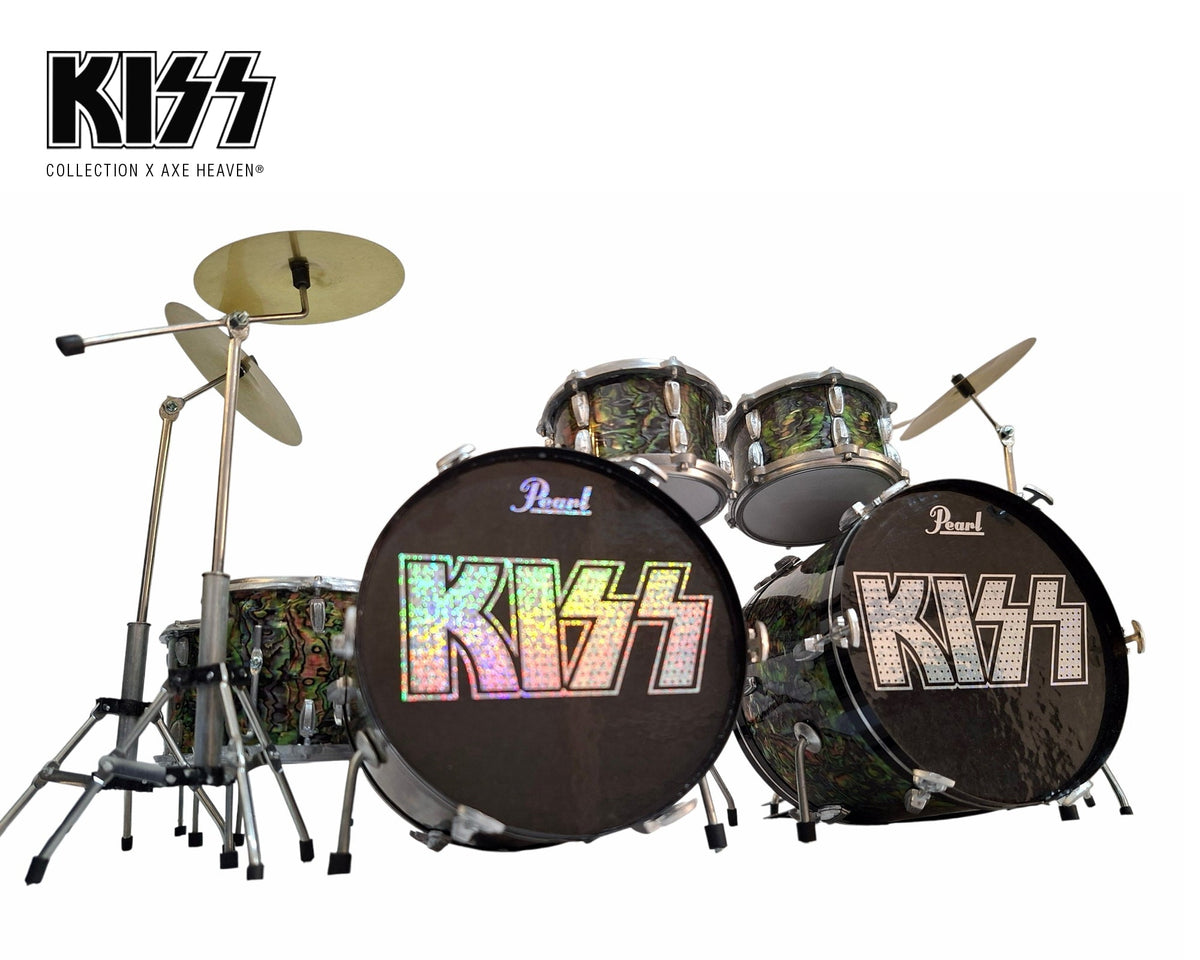 KISS® Abalone Finish Mini Double Bass Drum Set Replica Collectible - 1:4 Scale Model