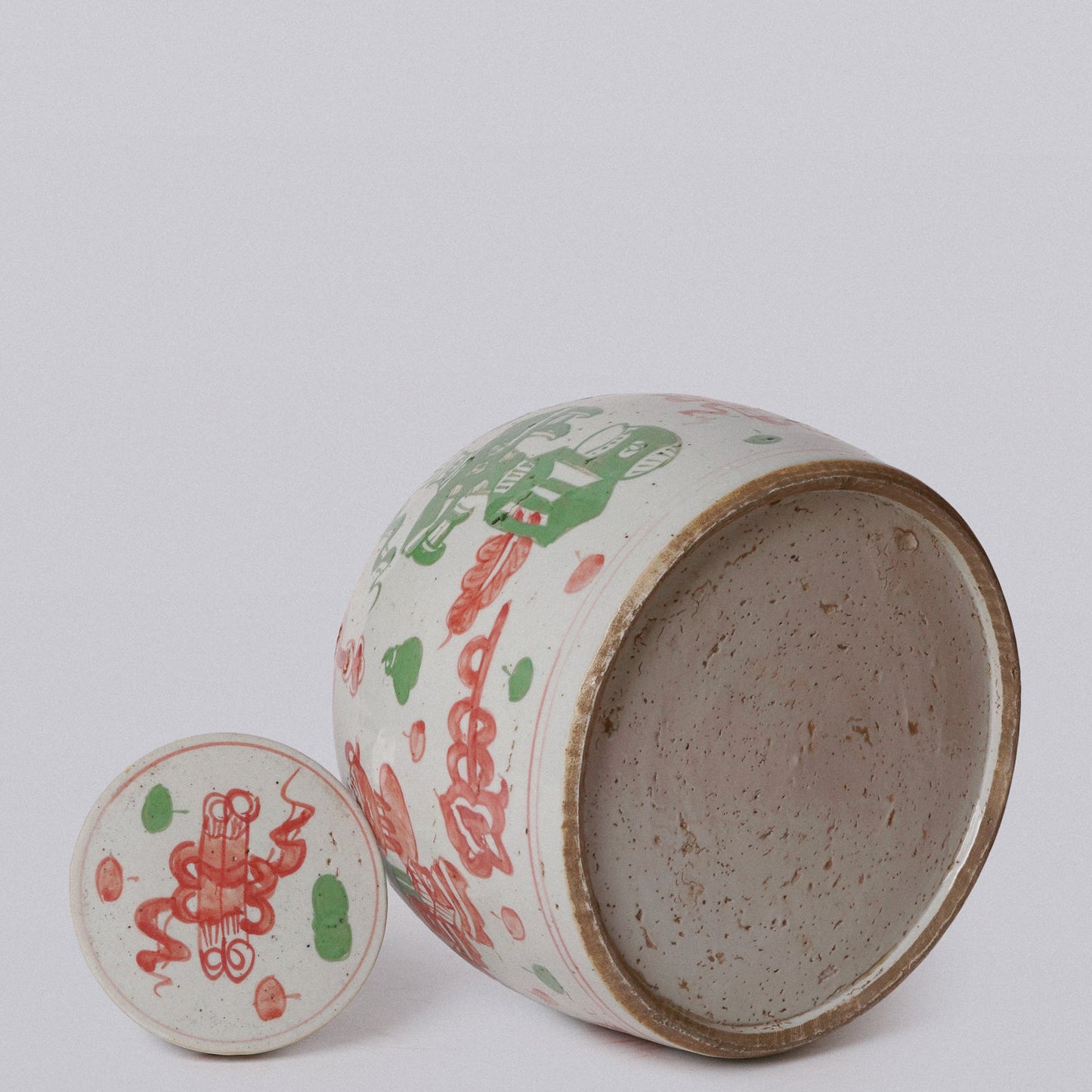 Pink and Green Rustic Porcelain Ancient Treasures Large Jar