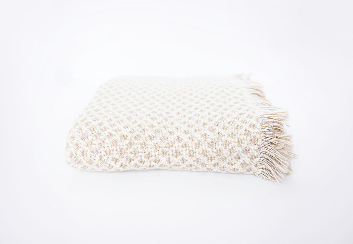 Cream and Beige Diamond Jacquard Woven Throw
