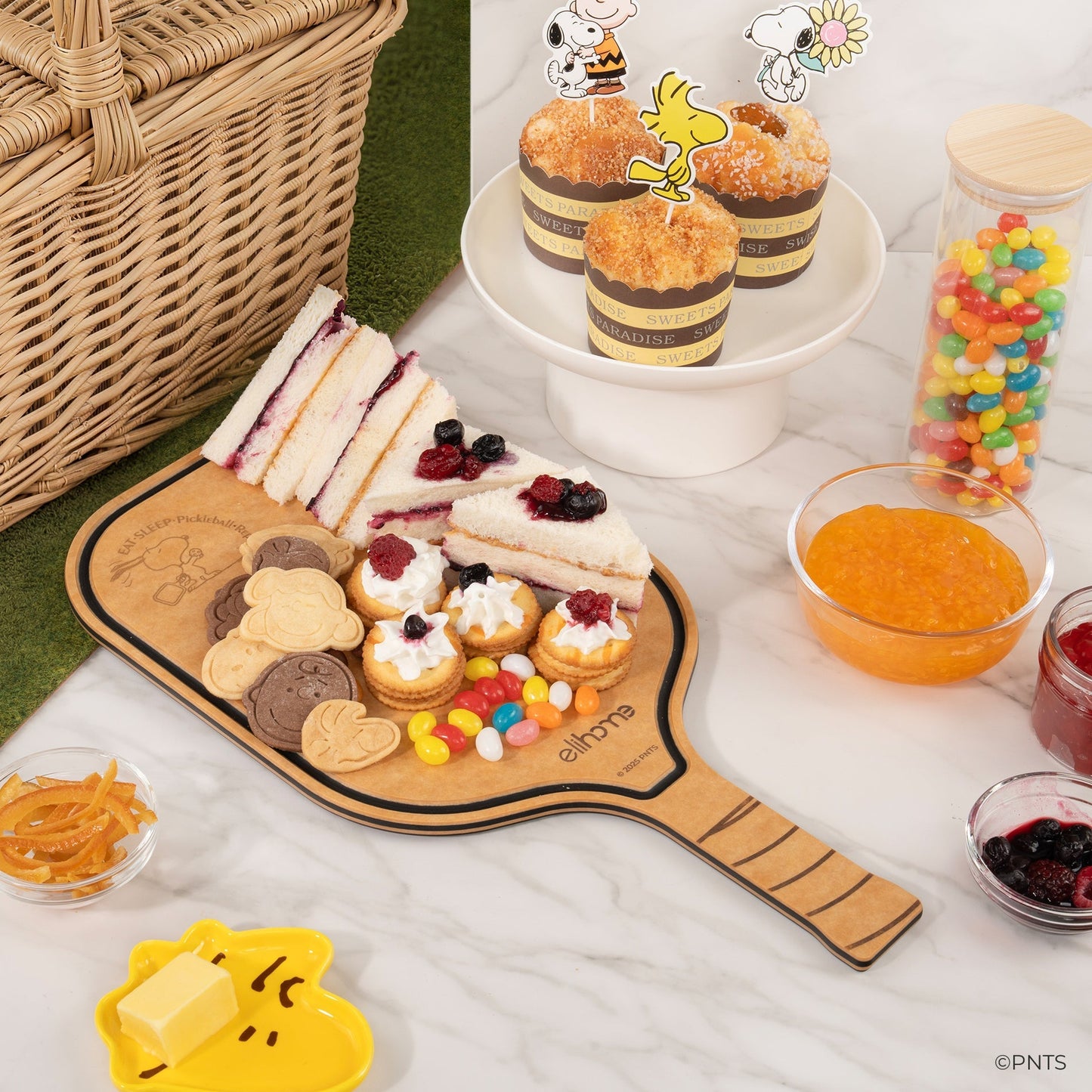 Elihome x Peanuts Pickleball Charcuterie Cutting Board -"Eat Sleep Pickleball Repeat"