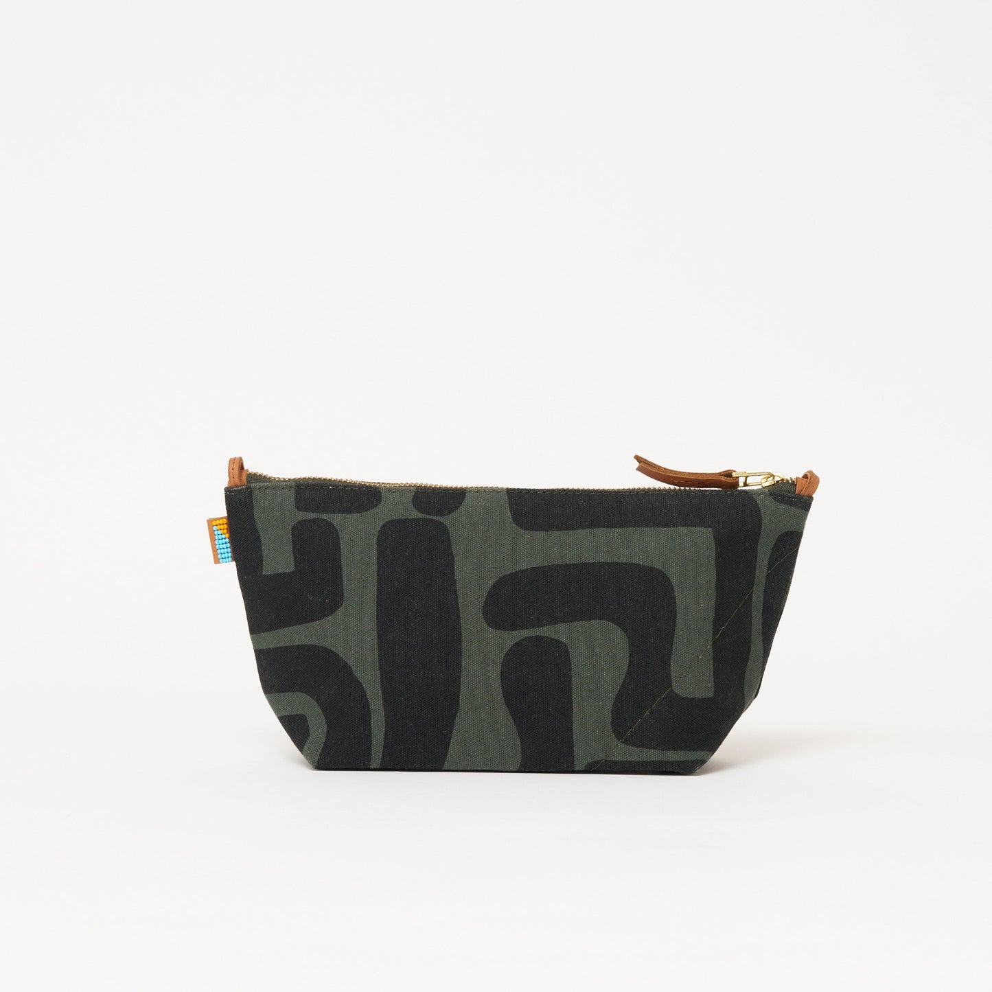 Large Convertible Pouch - Safari Kuba with Beaded Red Heart