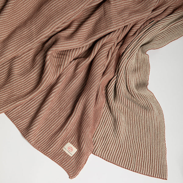 Ribbed Organic Cotton Knit Throw Blanket