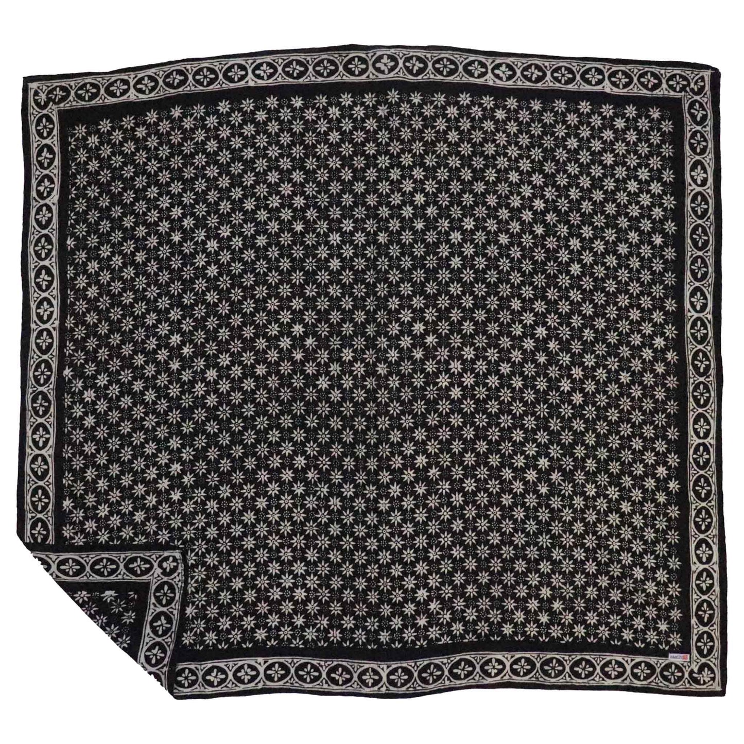 Large 39" Hand Dyed Batik Bandana - Black Mirage