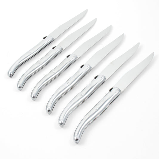 Laguiole 6 Piece Steak Knife Set, Stainless Steel in Wood Box with Acrylic Lid