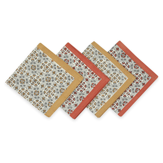 Hand Block Printed Cotton Napkins, Set of 4 | 18″ × 18″ | Fair Trade | Lily