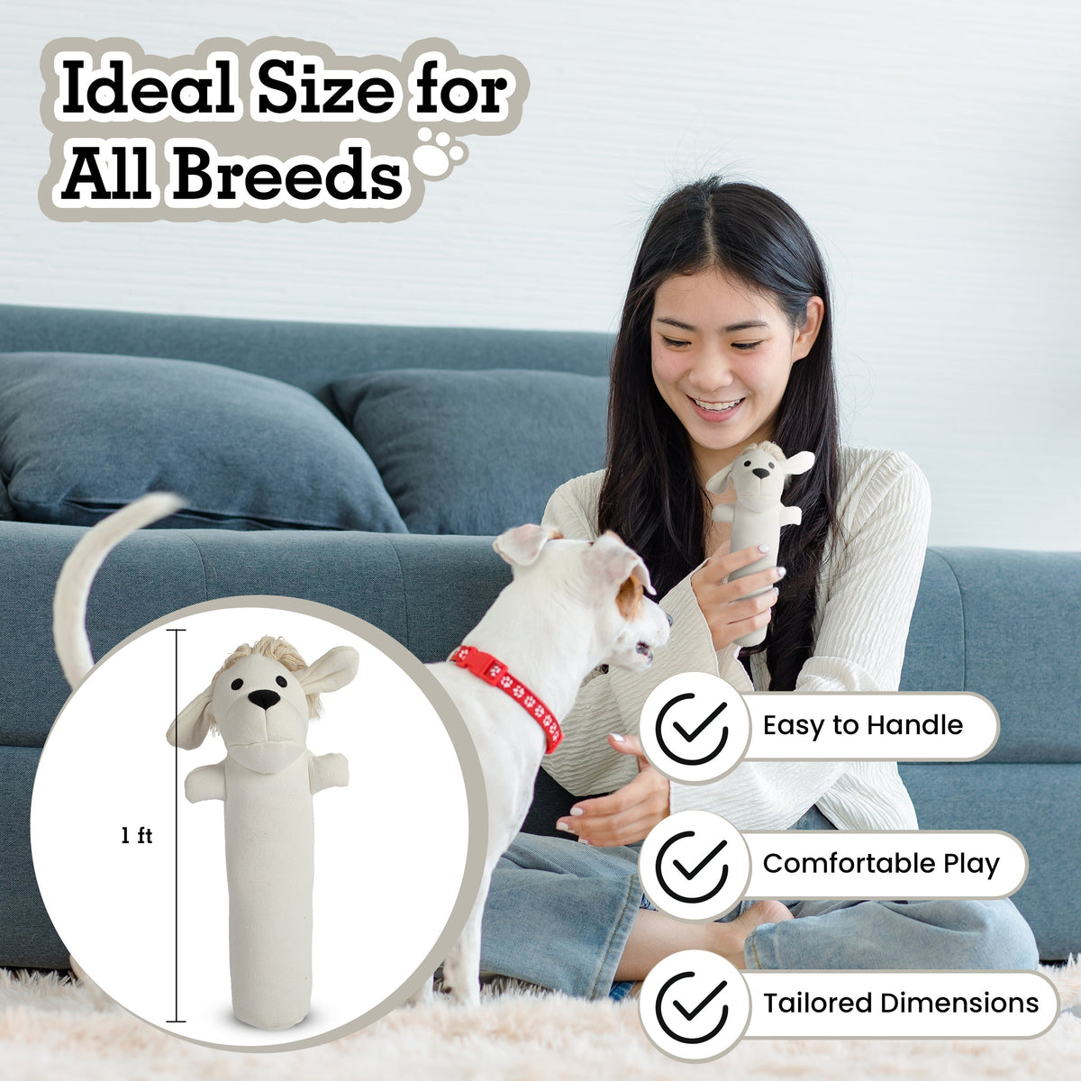 Dog Toy Variety Pack – Natural Cotton Canvas – Harry, T-Bone & Disk