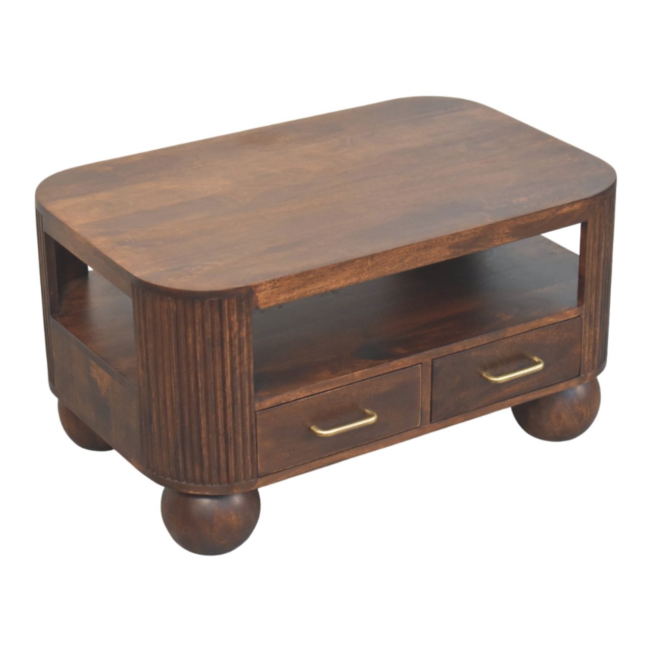 Solid Wood Sphere Leg Coffee Table