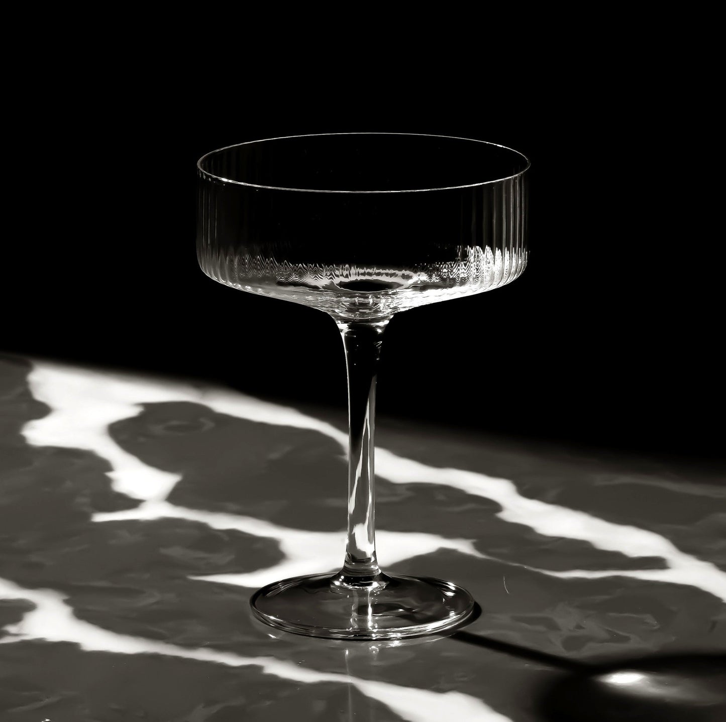 Clear Ribbed Martini Coupe Glass 9.5oz - (Set of 2, 4, or 6)