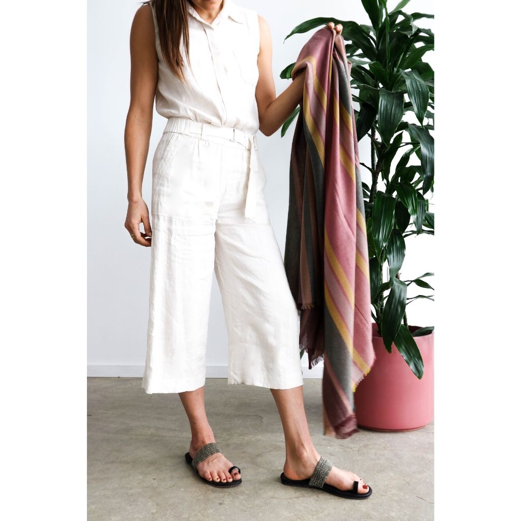 Barque Clay Modern Artisan Striped Soft Merino Handwoven Scarf