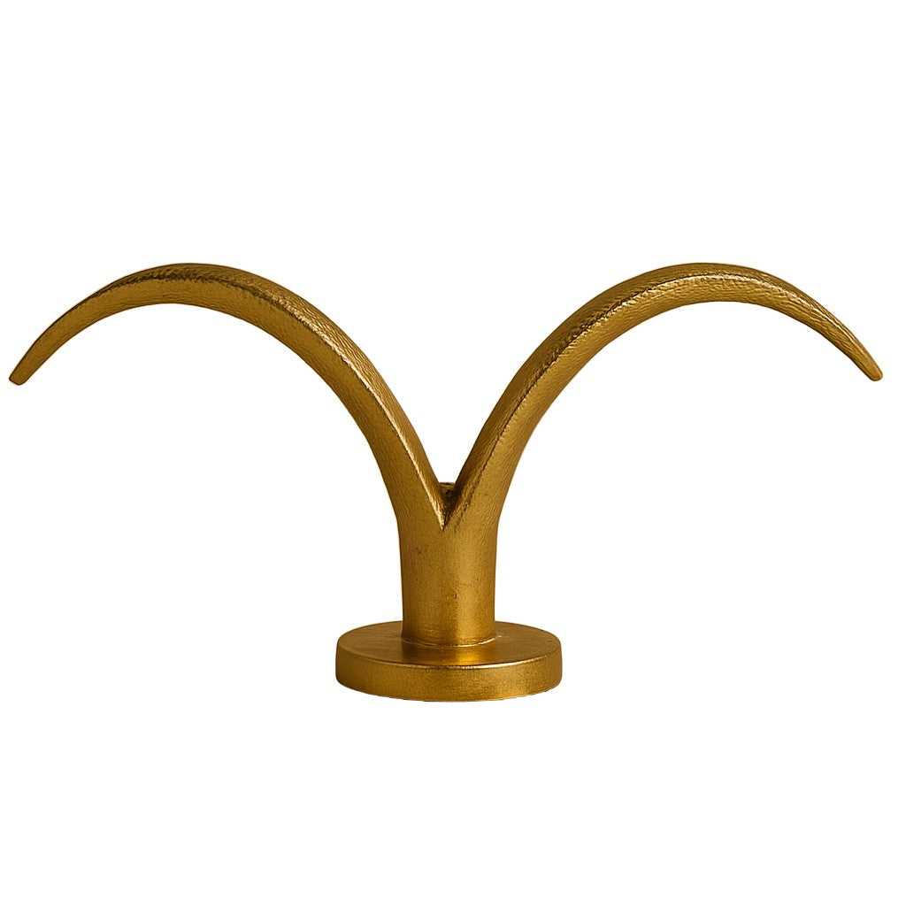 Raíz Studio Arc Wing Candle Holder – Hand-Cast Gold Metal Double Arch Candle Stand