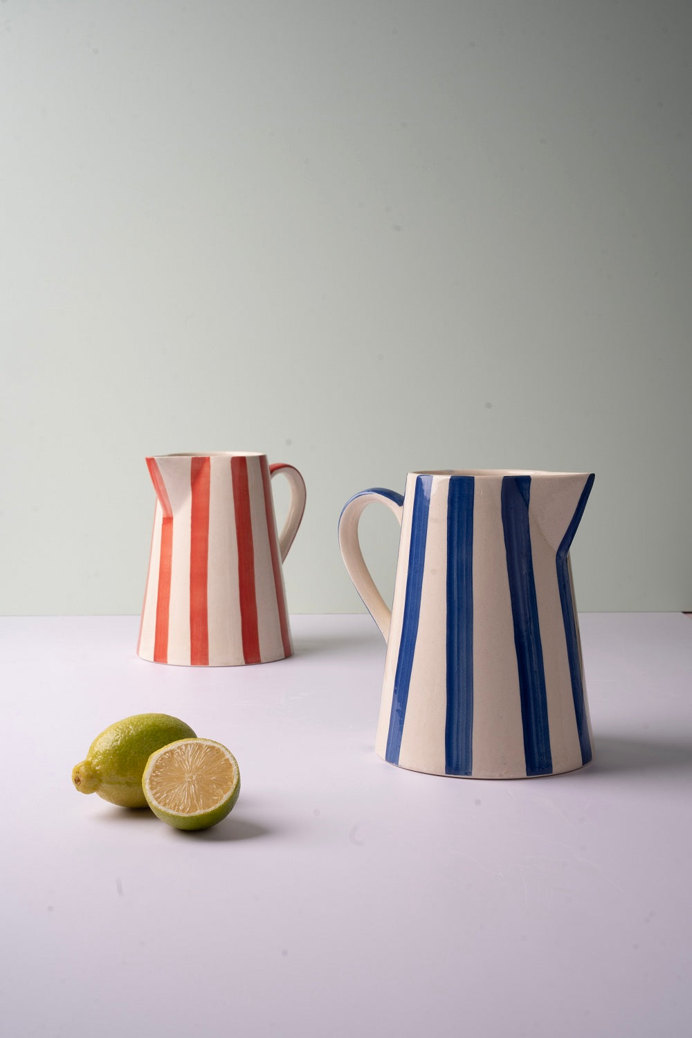 Ceramic Stripe Pitcher - Red