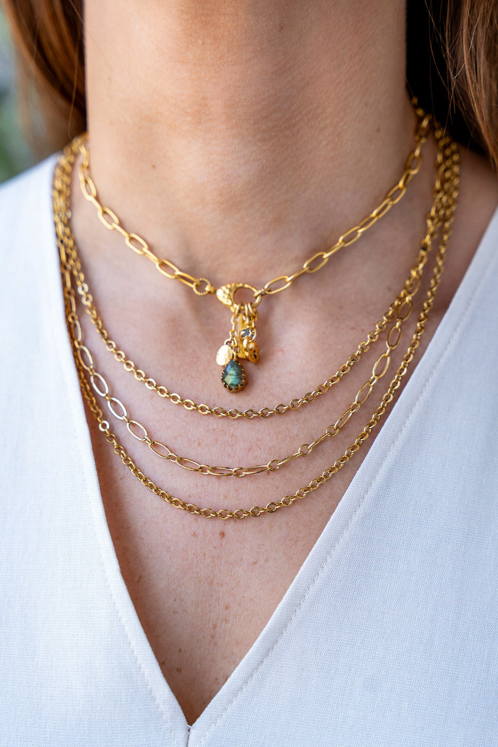 Gold Delicate Three Strand Necklace