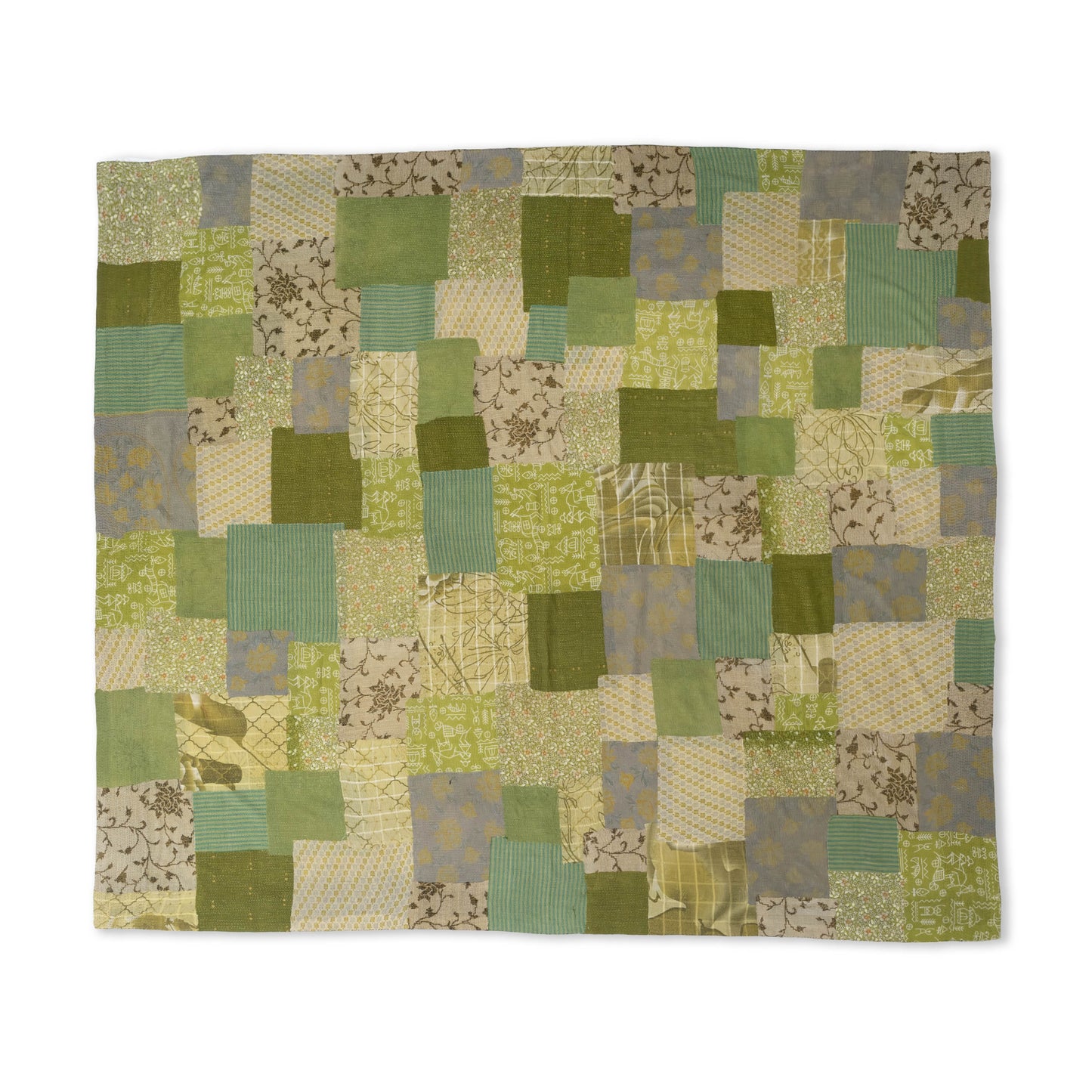 Ombre Patch Vintage Cotton Kantha Table Cover - Green