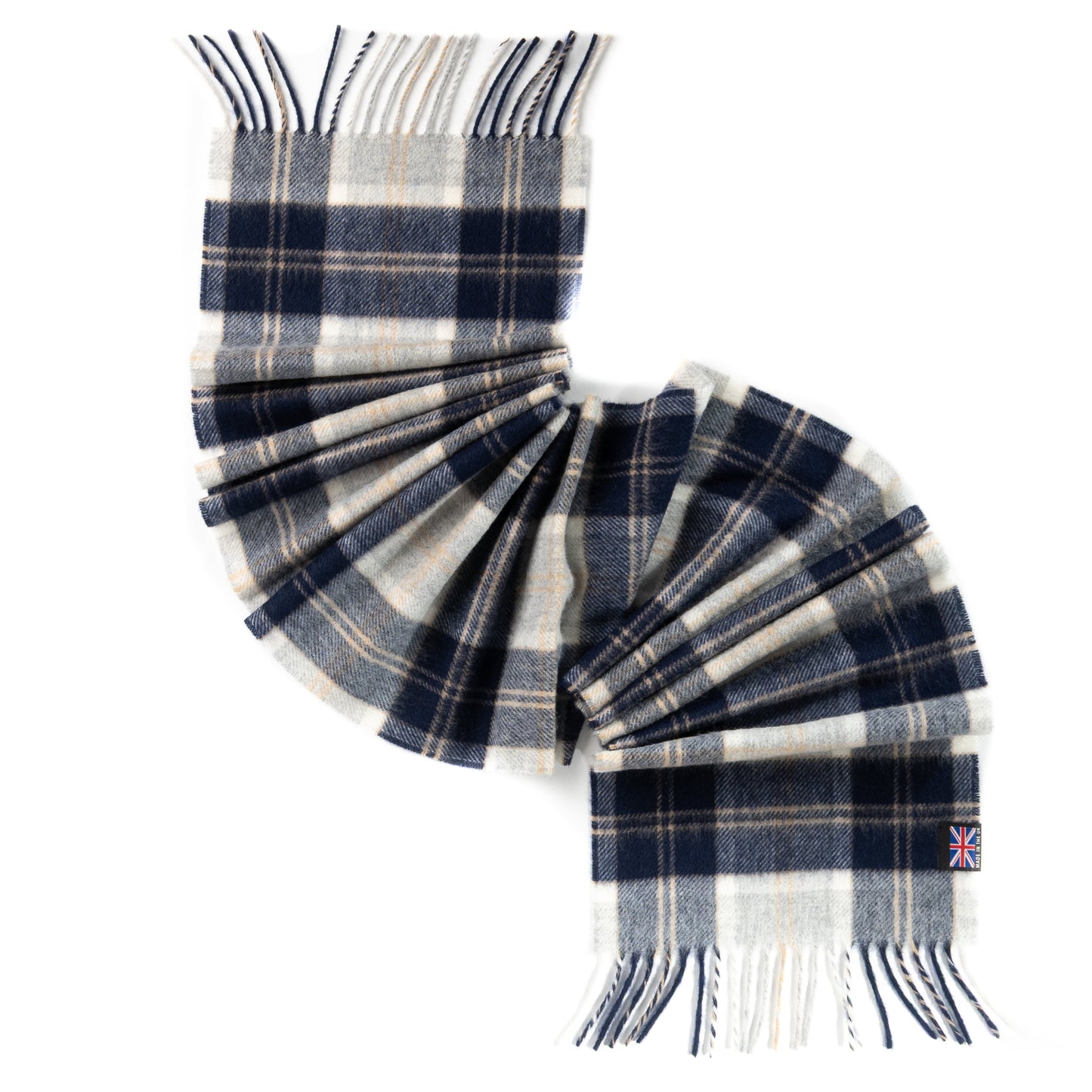 Prince of Scots Heritage Plaid Fringed Merino Wool Scarf (Stirling Silver) - Osadia Concept Store