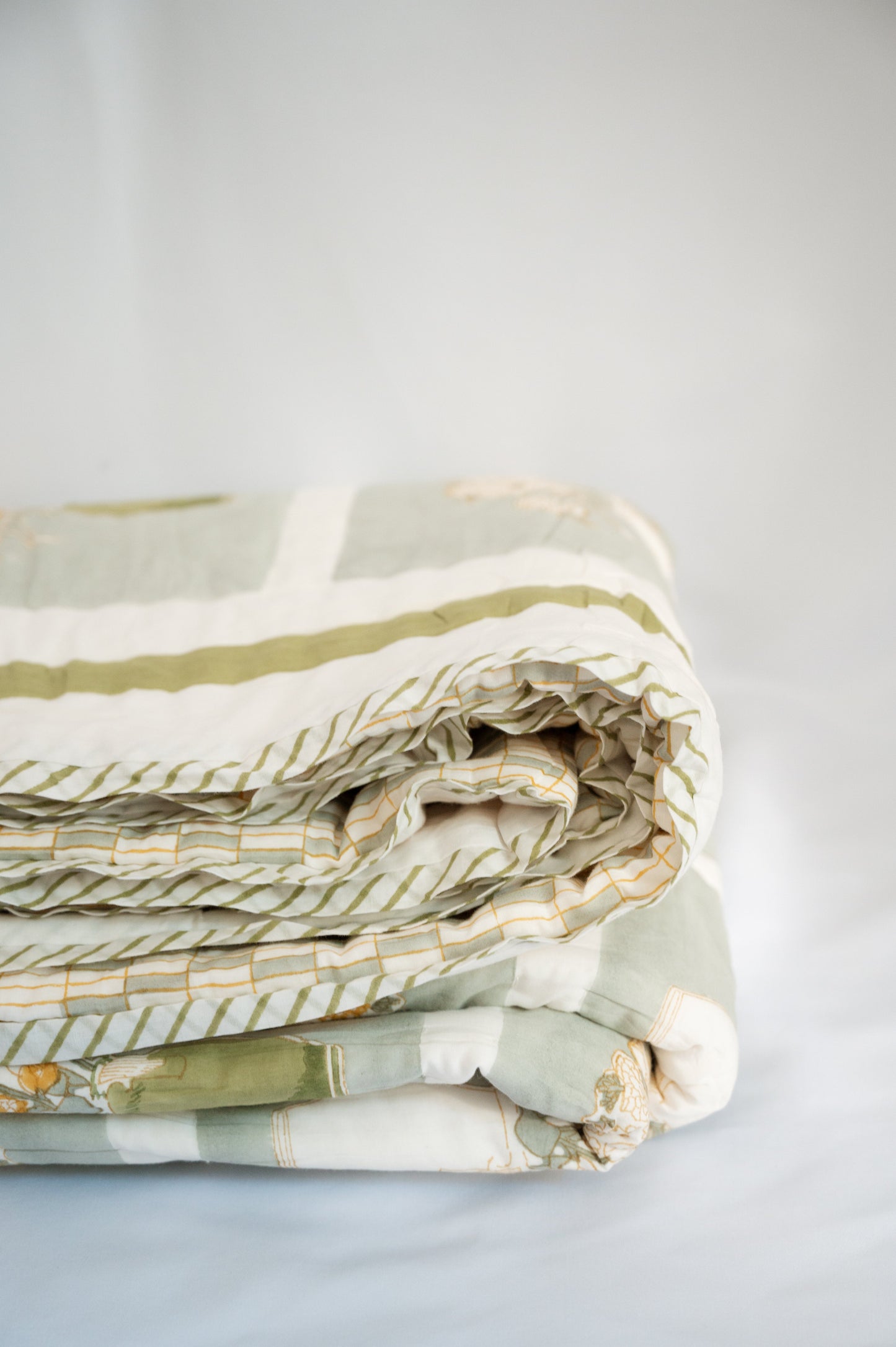 The Mona's Garden - Hand Block Printed Reversible Quilted Throw