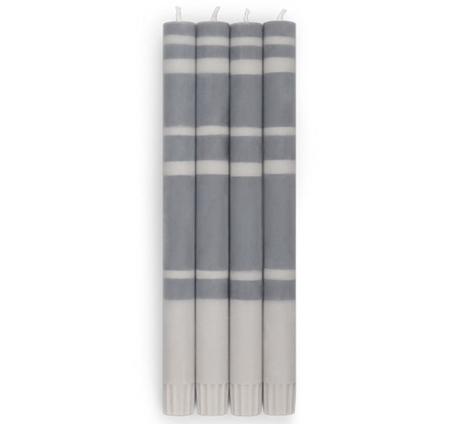 Striped Dinner Candles in Gunmetal and Gull Grey
