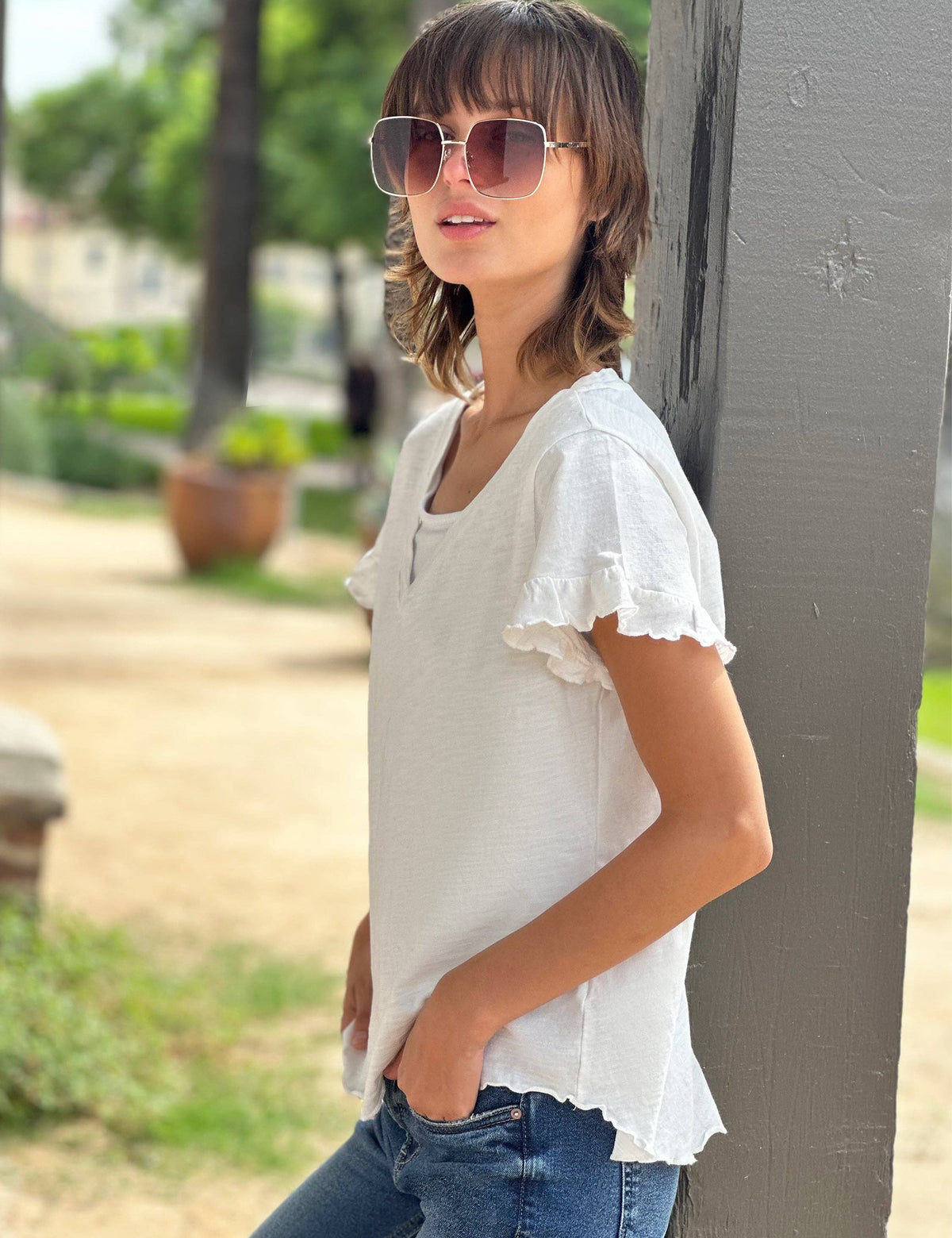 Everyday Ruffle V-Neck Tee