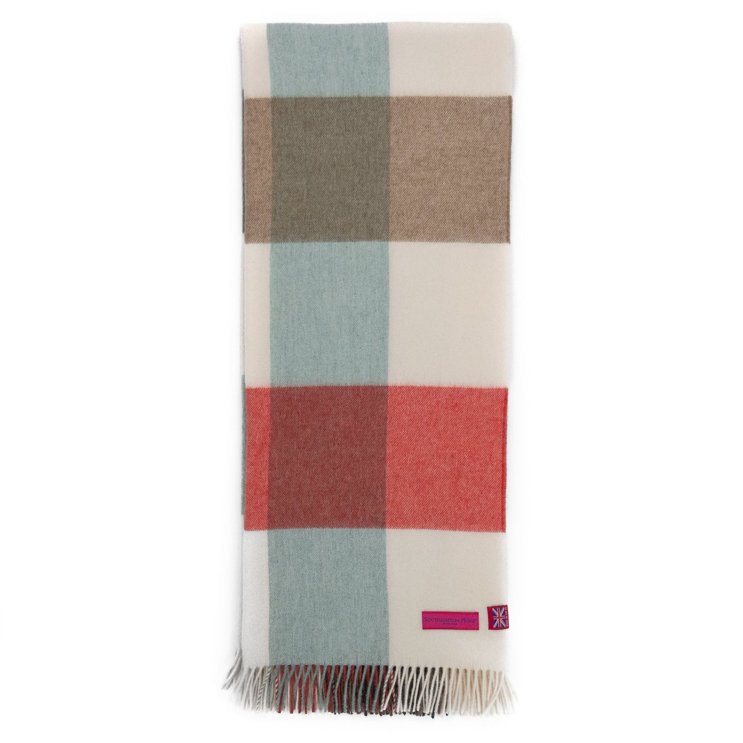 Southampton Home Merino Wool Throw – Block Melon | UK Made