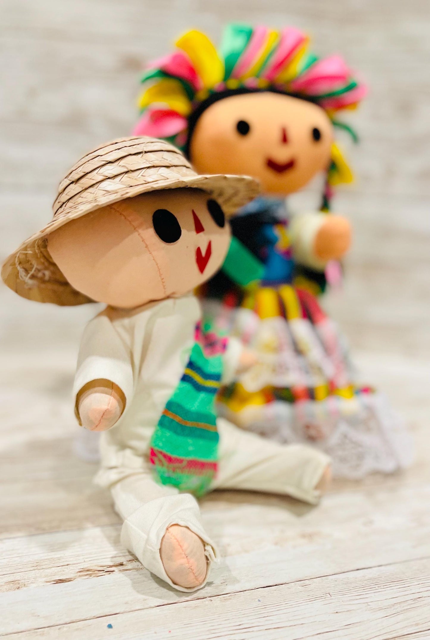 2 Set Rag Mexican Couple Lele Dolls 12 Inches Pareja de Leles Muñecas  Artesanales Mexicanas 12 Pulgadas