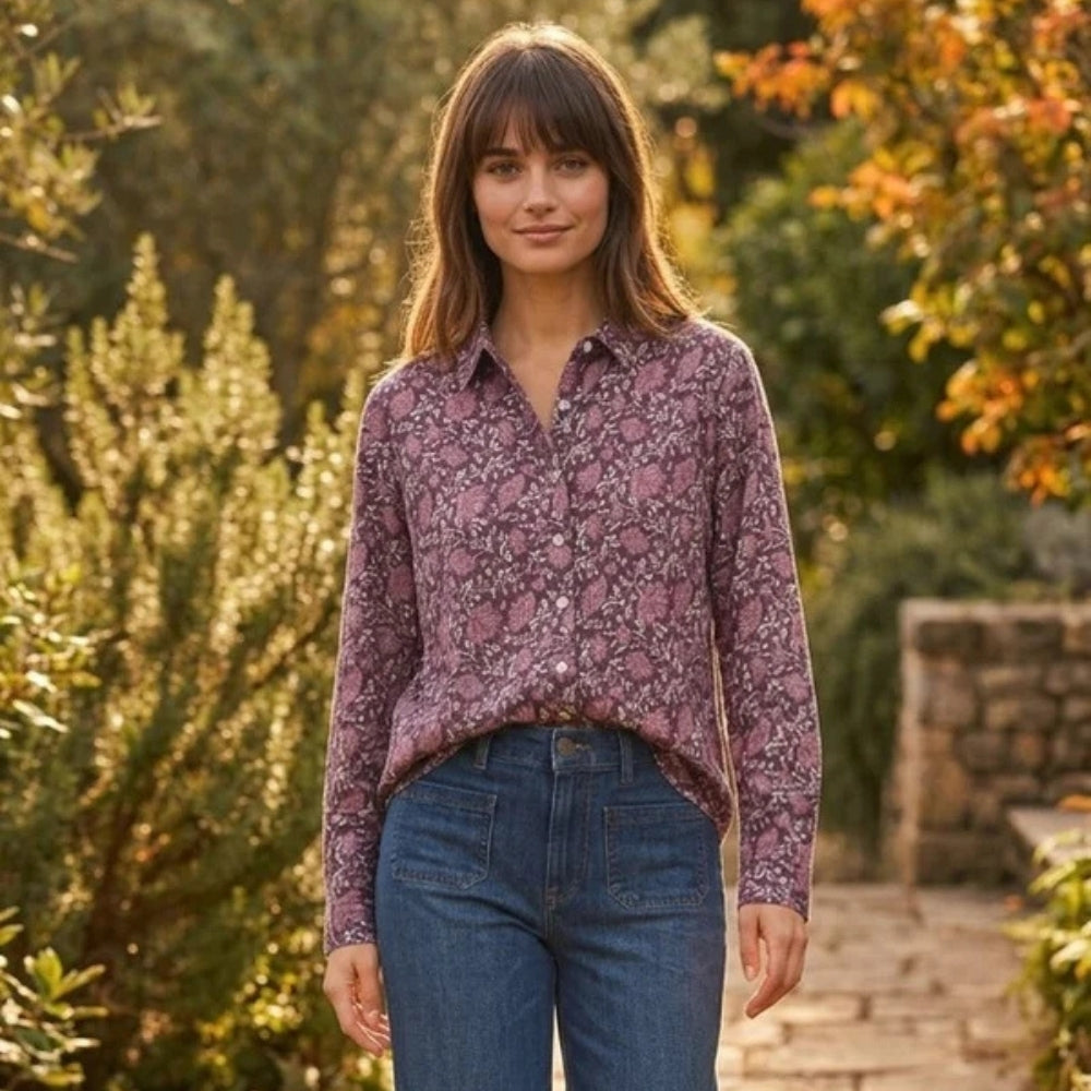 Good Boyfriend Shirt - Ojai Floral Beet / Raisin Rose