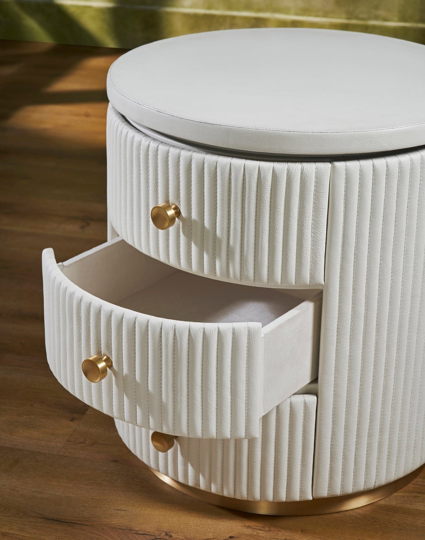 Stanford Round Leather Side Table