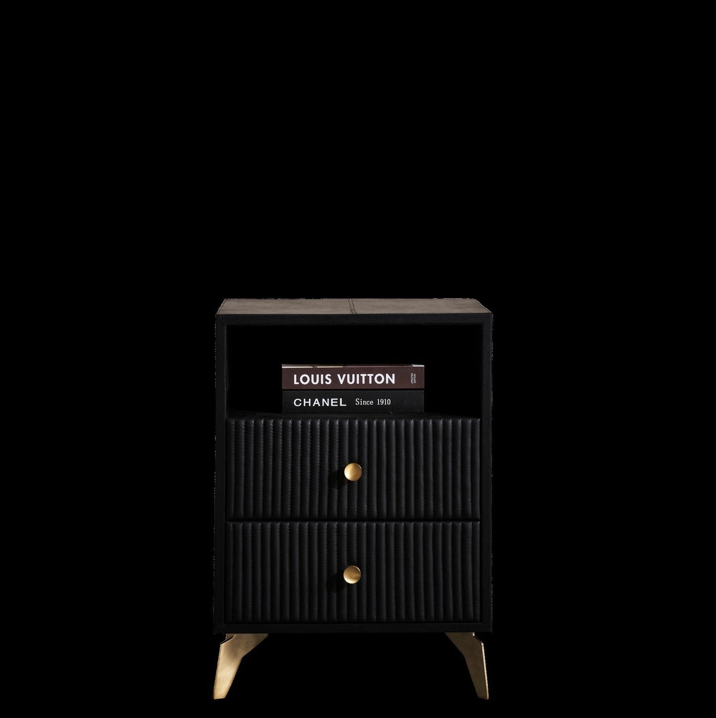 Stanford Two Drawer Leather Side Table