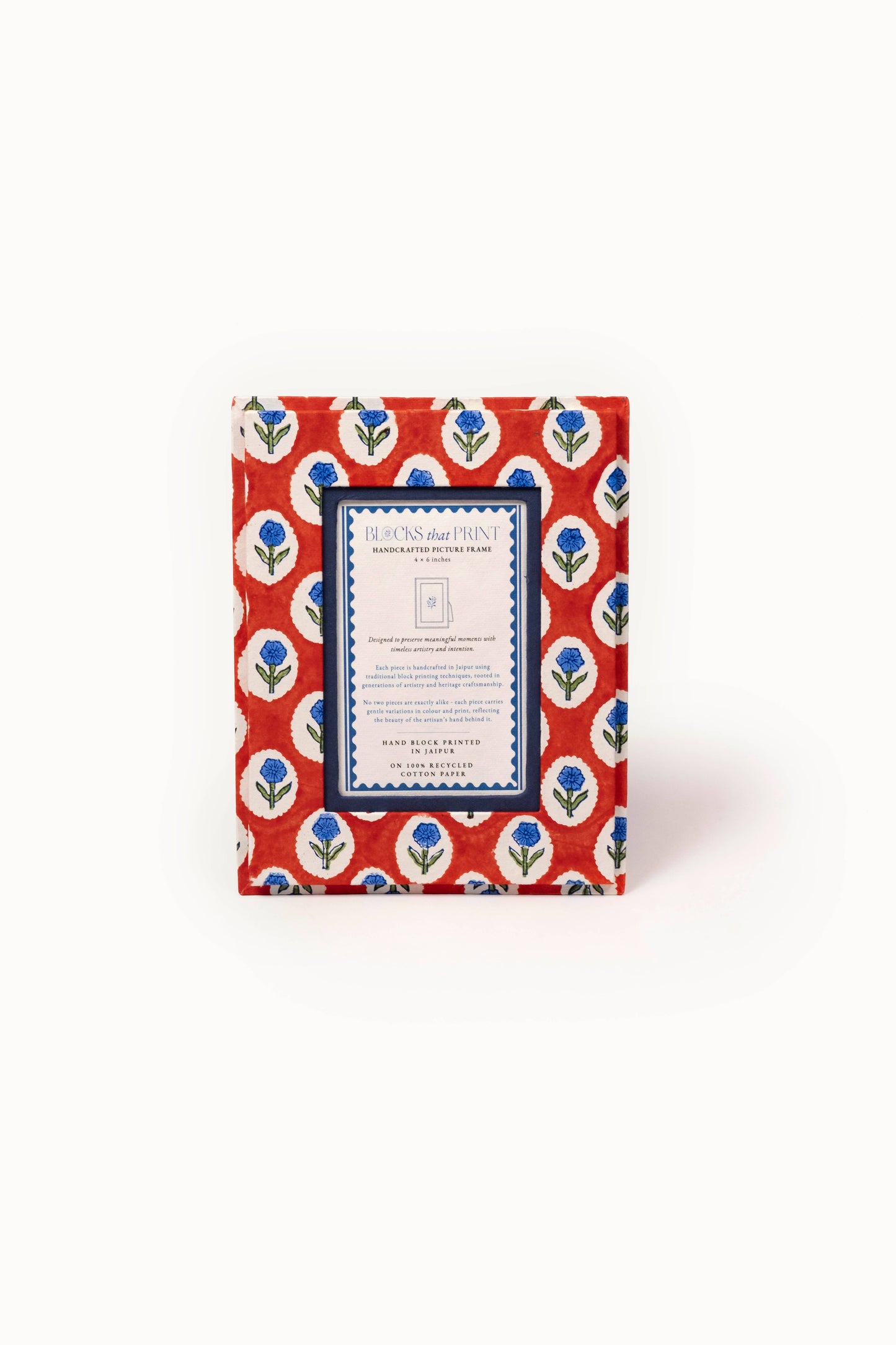 Medium Block Print Photo Frame (4 x 6) - Crimson Buta