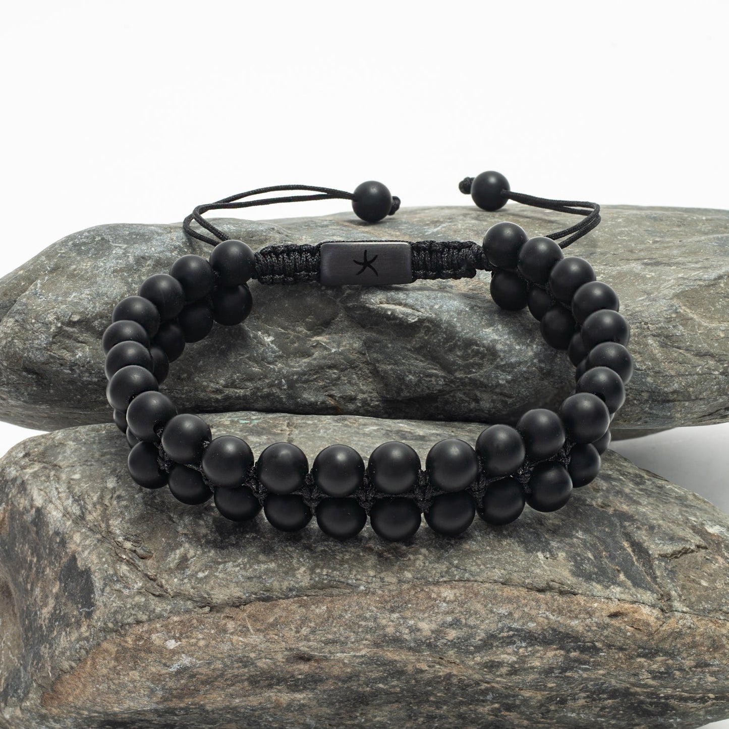 Helix Matte Black Agate Rope Beaded Bracelet