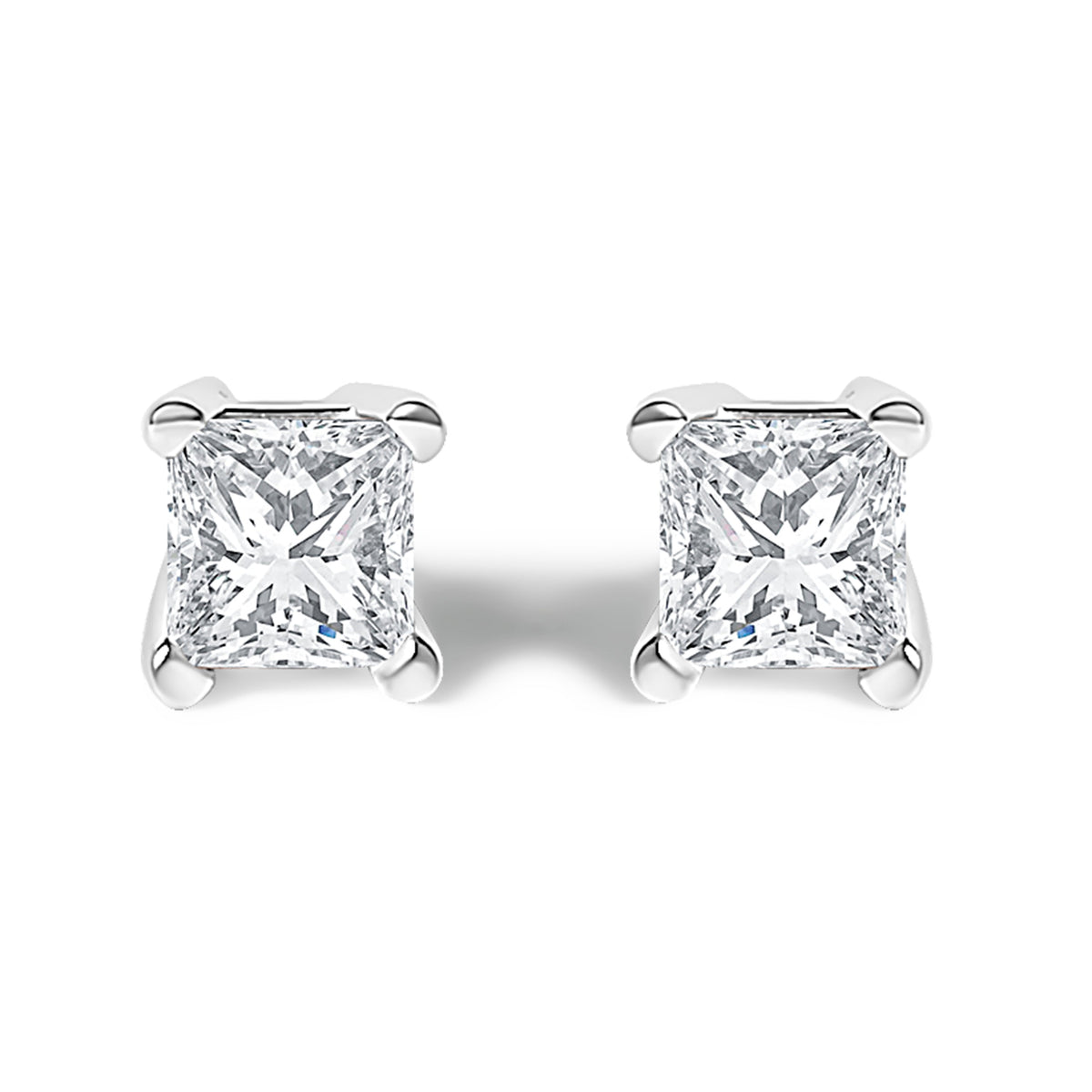 .925 Sterling Silver 1/4 Cttw Princess-Cut Diamond Solitaire Stud Earrings (H-I Color, I3 Clarity)