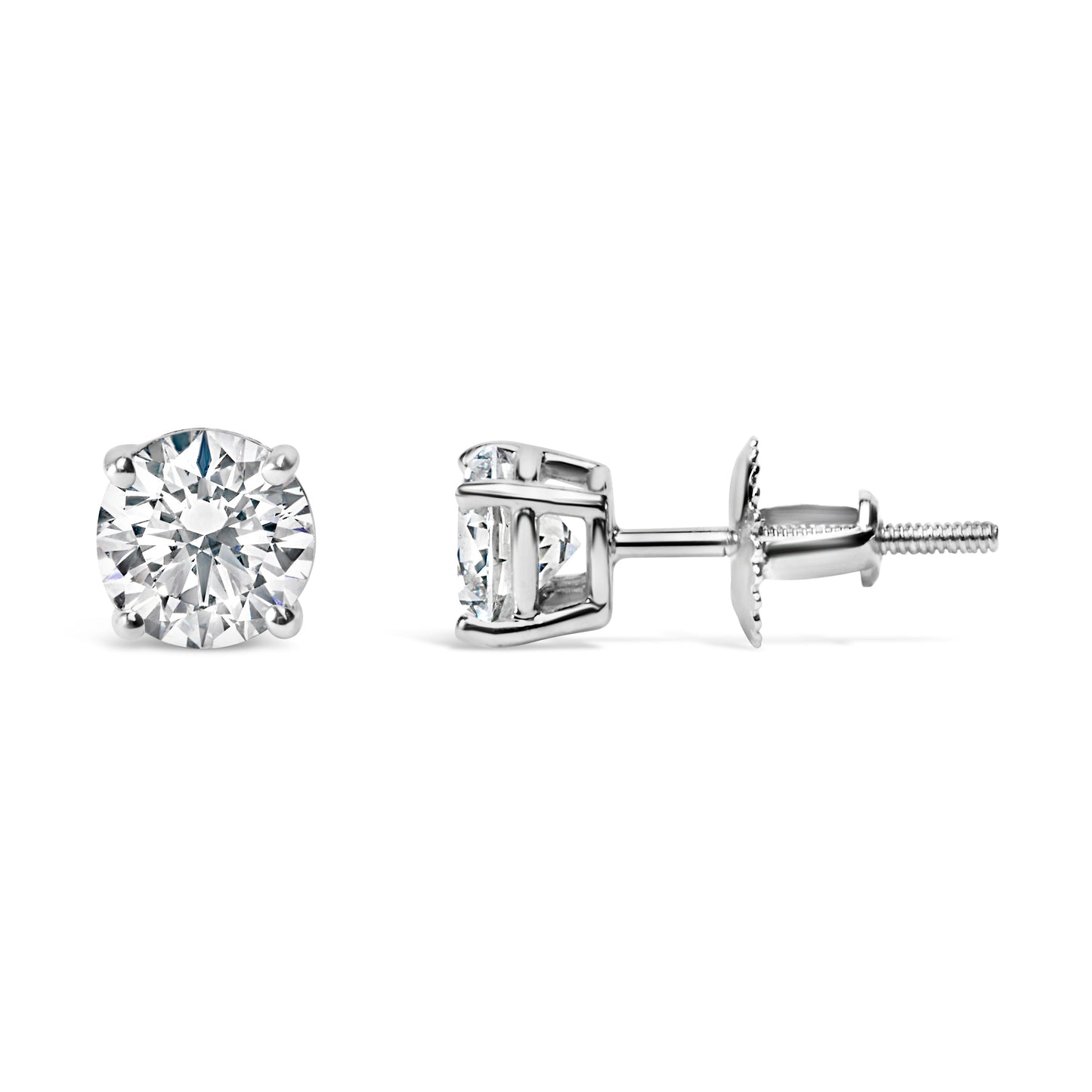 14K White Gold 1.00 Cttw Lab Grown Diamond Solitaire Stud Earrings