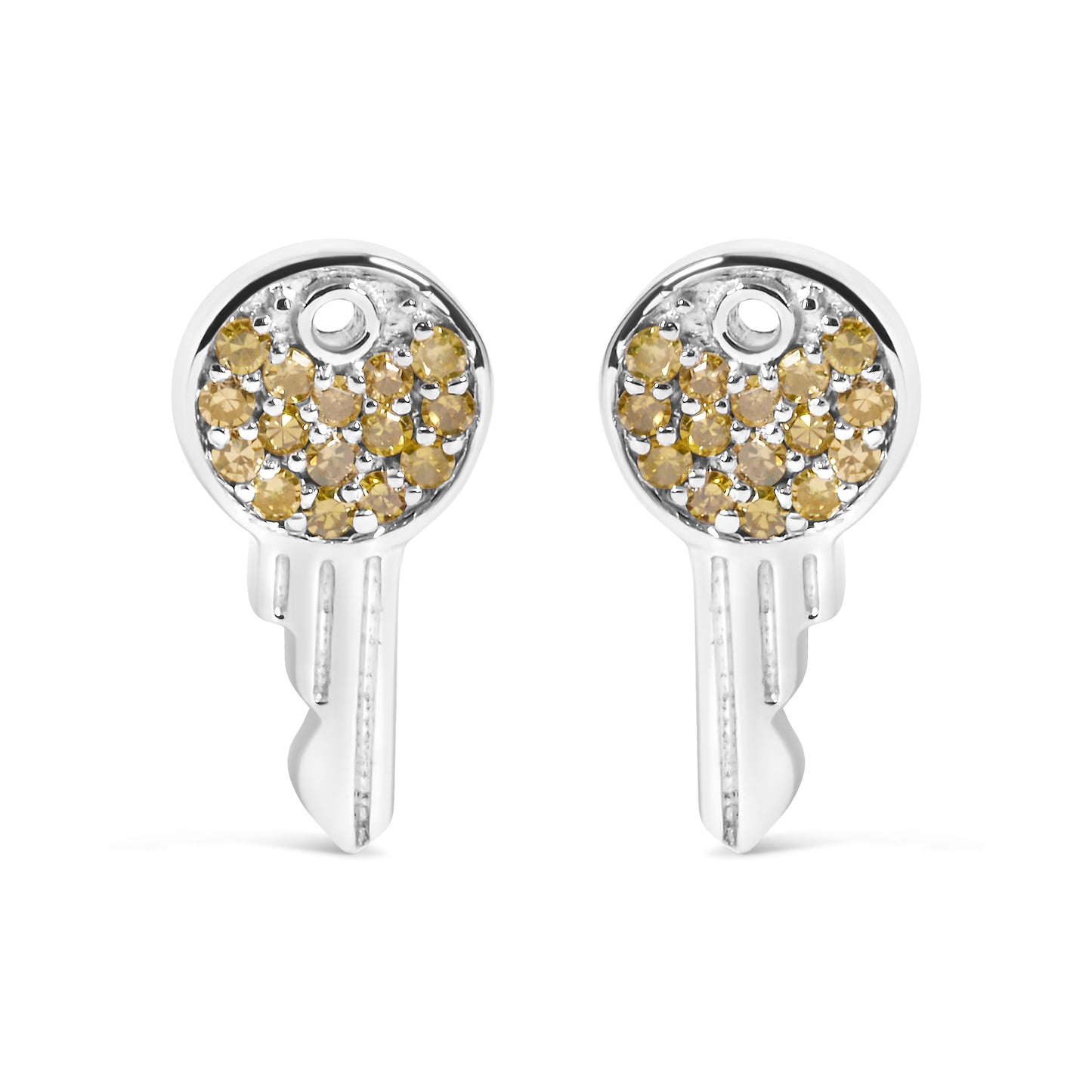 925 Sterling Silver 1/6ct TDW  Yellow Treated  Diamond Charm Earrings