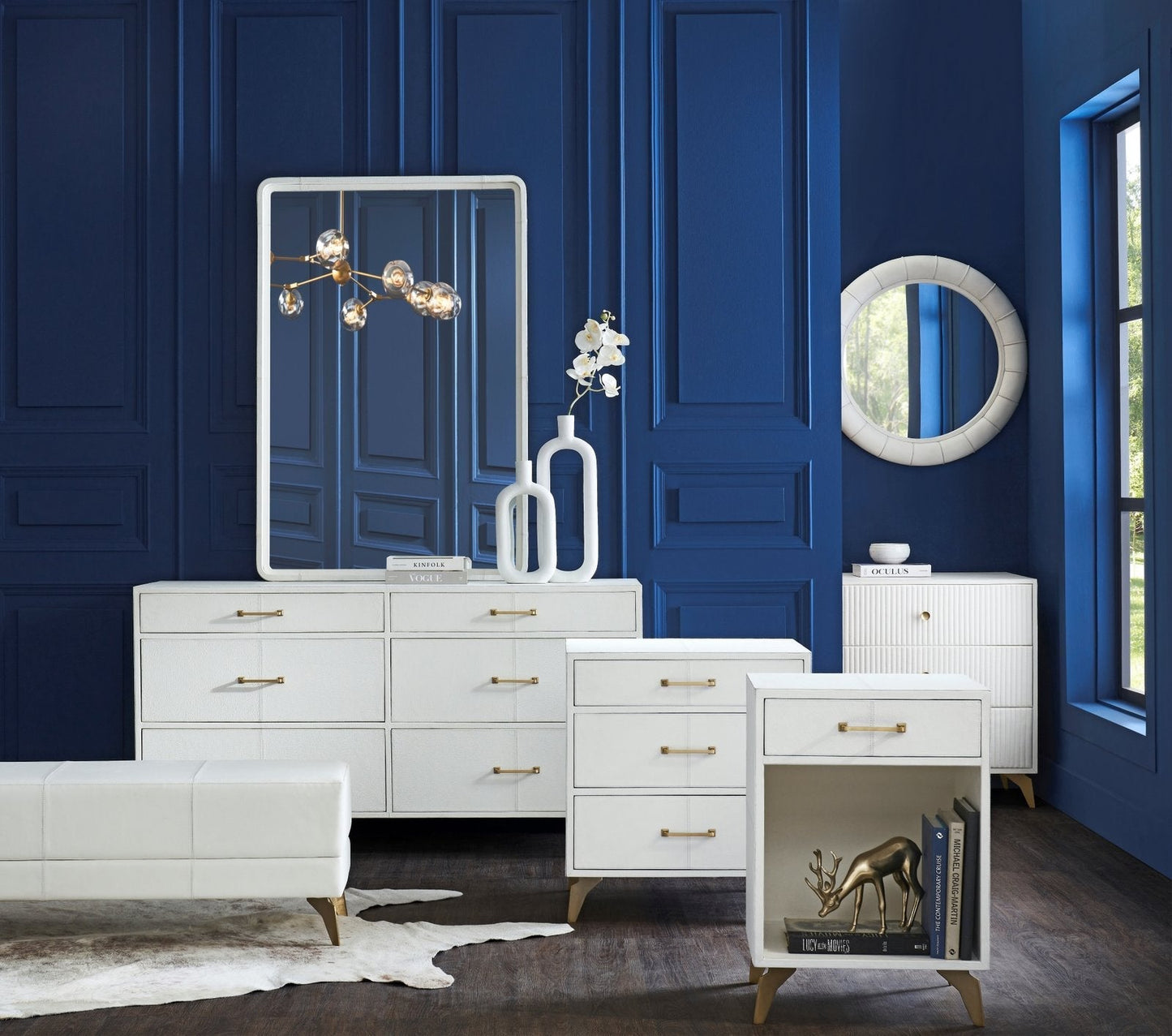 Berkeley Three Drawer Leather Side Table