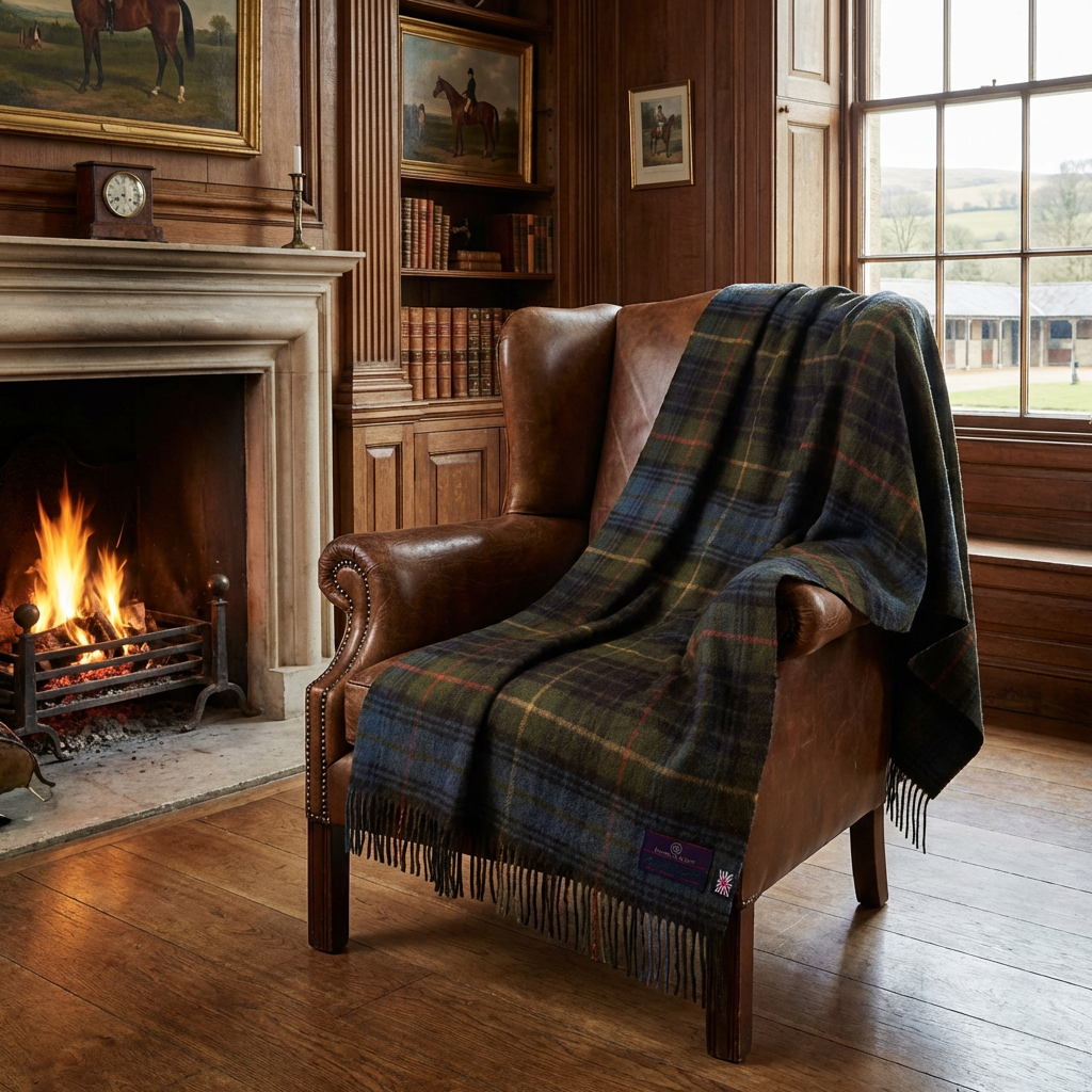 Highland Tweeds Shetland Lambswool Throw (Antique Hunting Stewart) - Osadia Concept Store