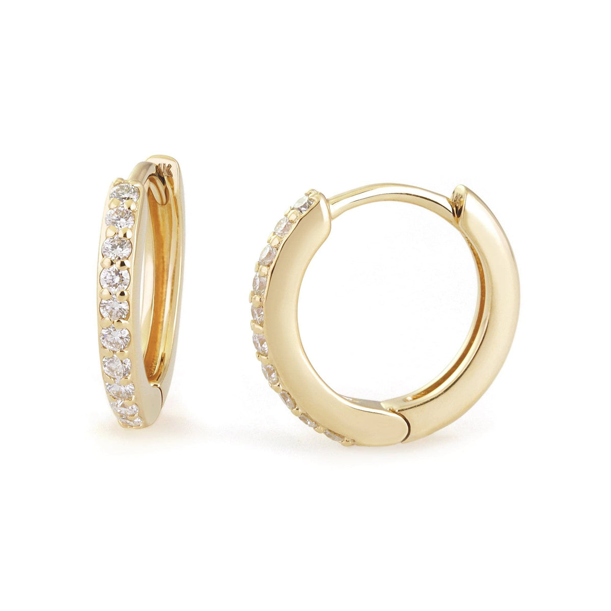 10mm Diamond & 14K Gold Huggies