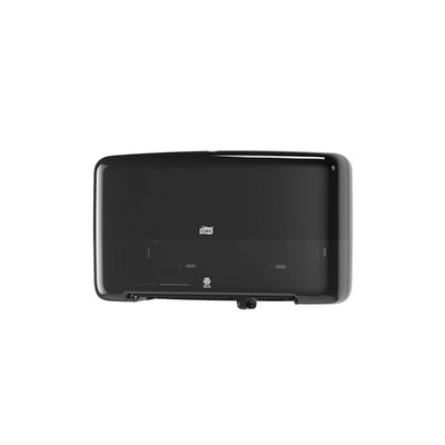 Tork Twin Mini Jumbo Toilet Paper Dispenser Black T2 High Capacity Bathroom Tissue Dispenser (QTY 1), SKU 5555290