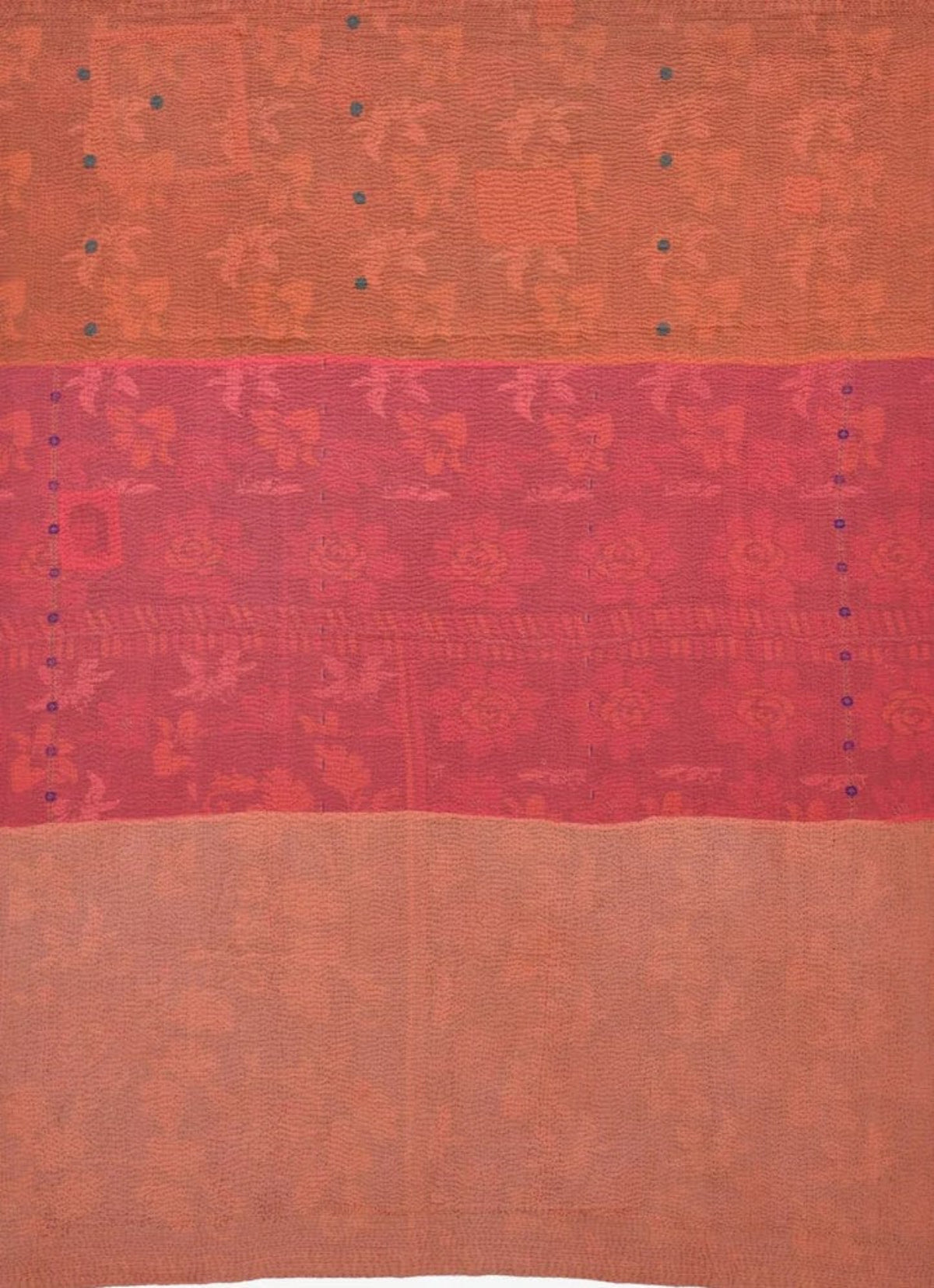 Mosaic Fray Patch Vintage Kantha Throw - Carrots