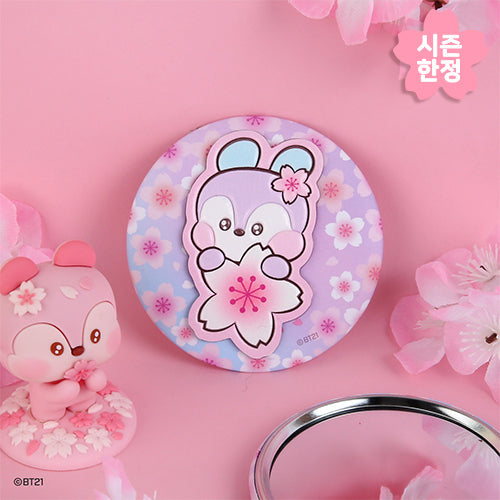 BTS x BT21 - Cherry Blossom Leather Patch Mirror