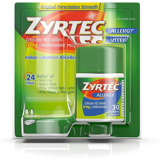 Zyrtec 24 Hour Allergy Relief Tablets With 10 Mg Cetirizine HCl