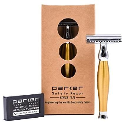 Parker 48r Matte Gold Three Piece Double Edge Safety Razor