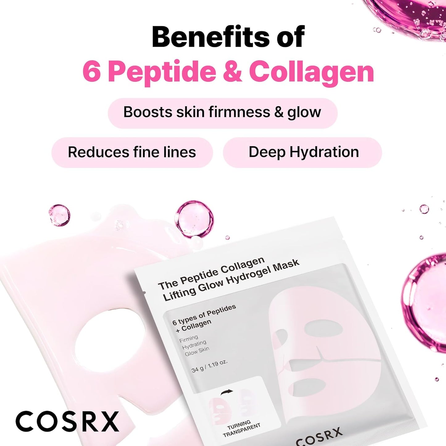 Cosrx The Peptide Collagen Lifting Glow Hydrogel Mask - Osadia Concept Store