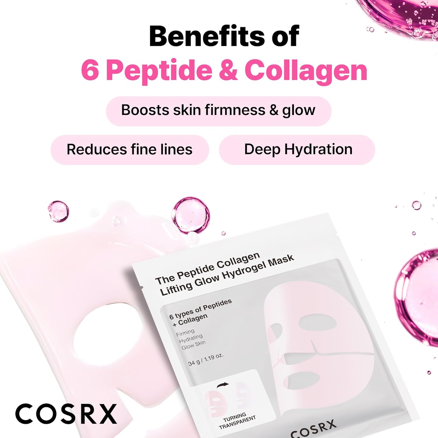 Cosrx The Peptide Collagen Lifting Glow Hydrogel Mask - Osadia Concept Store
