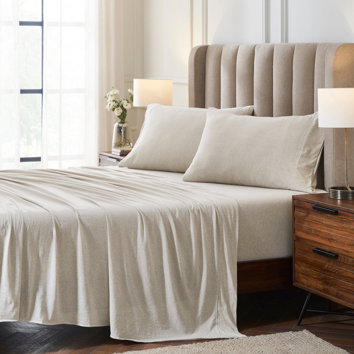 Halston Cotton Melange Jersey Sheet Set