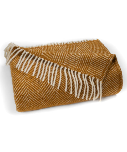 Highland Tweeds Herringbone Pure New Wool Throw ~ Whiskey ~