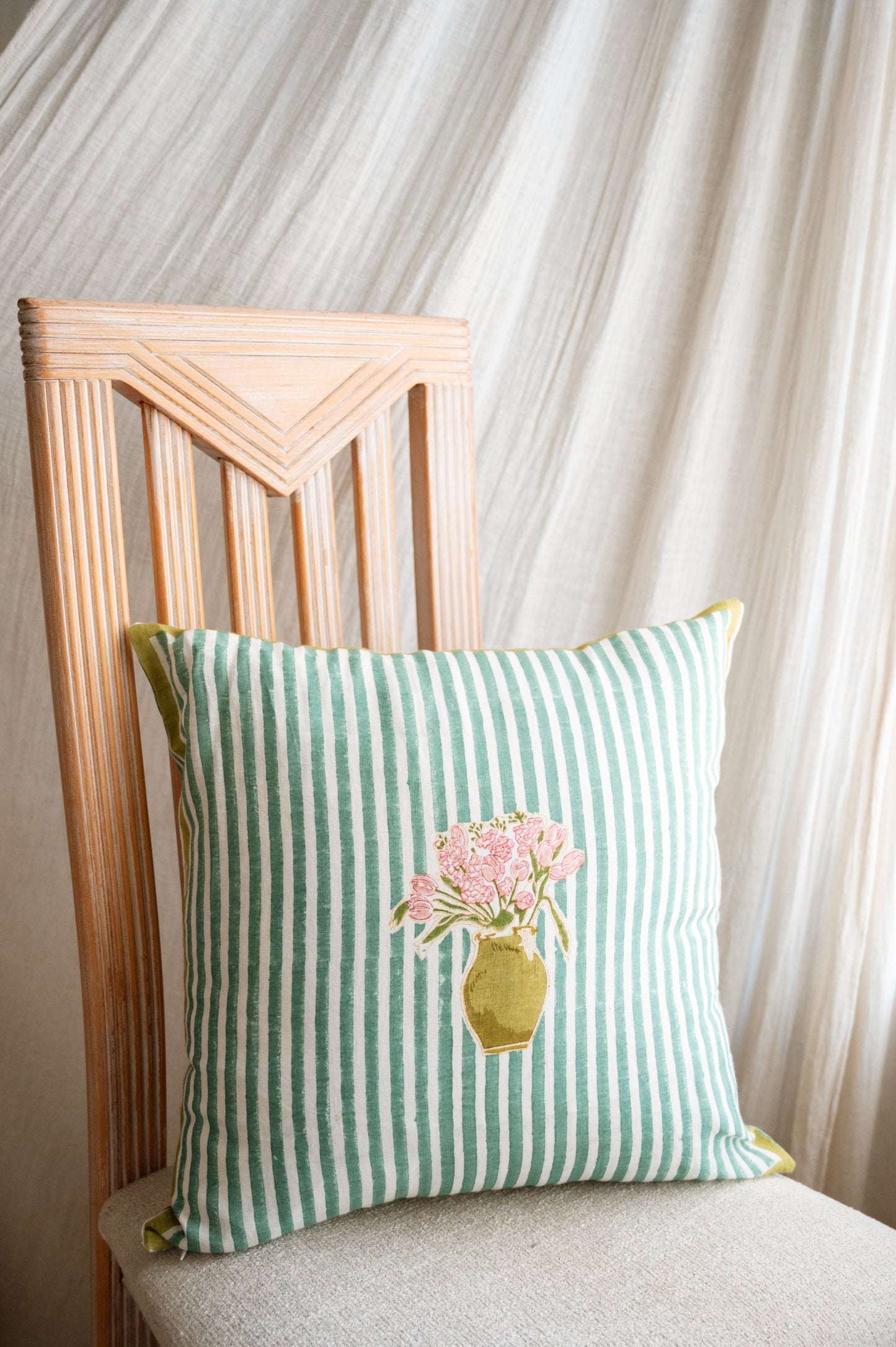 Mona's Flower - Hand Block Printed Pillow Cover