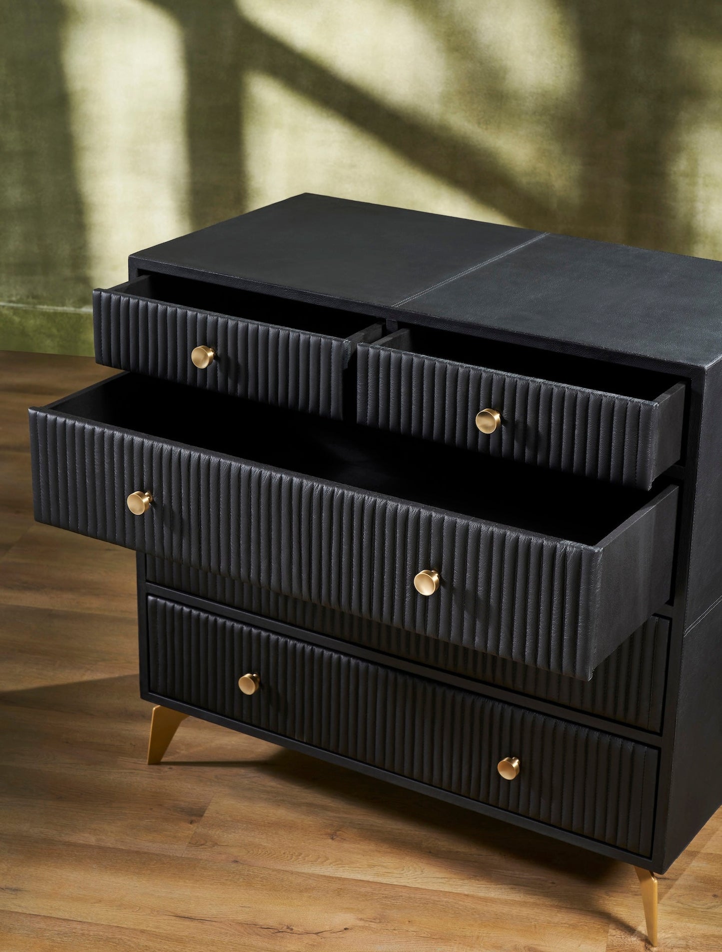 Stanford Five Drawer Leather Chest