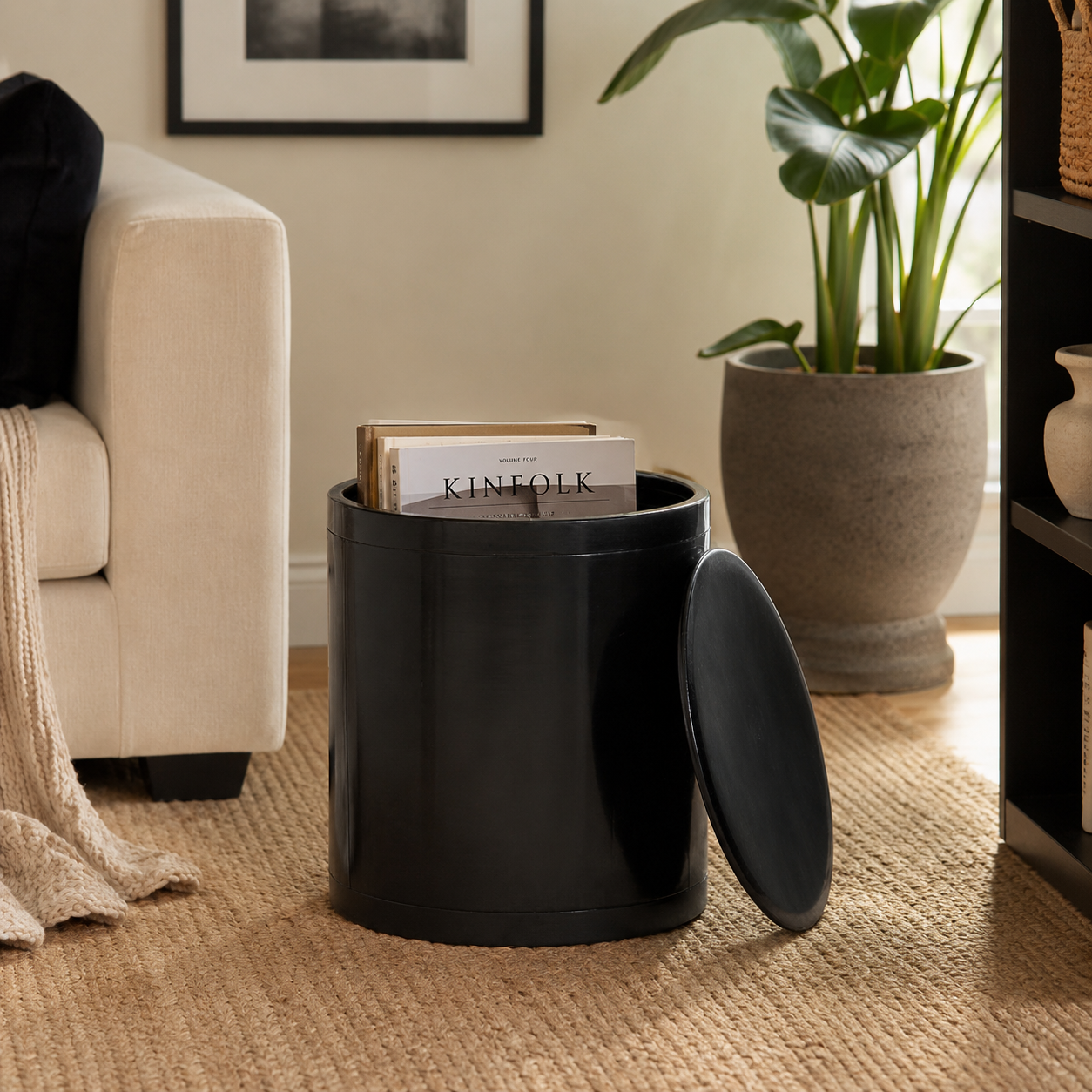 Otto Storage Stool | Round Plastic Storage Ottoman Solid